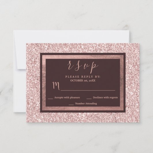 Parties scintillant bordeaux or rose fille RSVP (Devant)