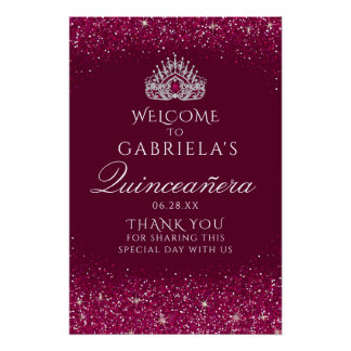 Parties scintillant Bourgogne Quinceanera Affiche