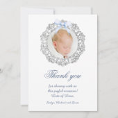 Parties scintillant Cadre Bleu Bow Baptême Carte d (Devant)