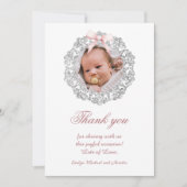 Parties scintillant Cadre rose Bow Baptême Carte d (Devant)