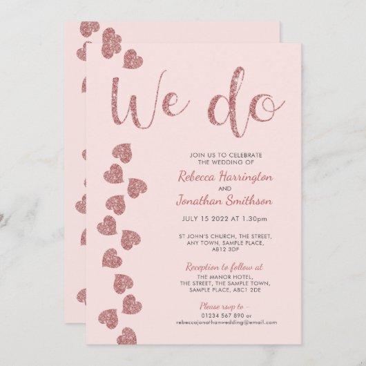 Parties scintillant cardiaque Faire-part de mariag (Devant / Derrière)