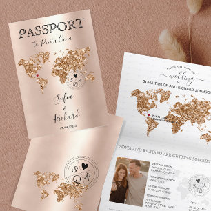 Parties scintillant Carte du monde de passeport de