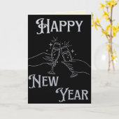 Parties scintillant Champagne Bonne année Carte (Fleur jaune)