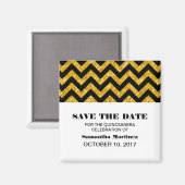 Parties scintillant Chevron jaune Magnet Quinceañe (Recto/Verso)