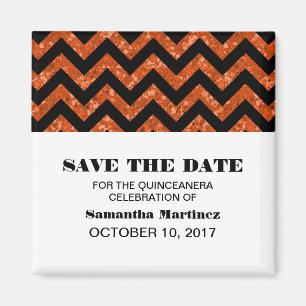 Parties scintillant Chevron orange Magnet Quinceañ