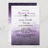 Parties scintillant chic Invitation de douches vio (Devant / Derrière)