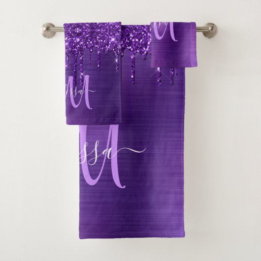 Parties scintillant Chic Purple Déchets Monogramme (En situation)