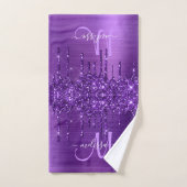 Parties scintillant Chic Purple Déchets Monogramme (Serviette à main)