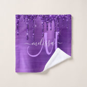 Parties scintillant Chic Purple Déchets Monogramme (Gant de toilette)