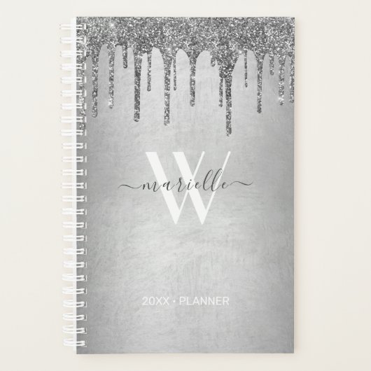 Parties scintillant Chic Silver Dripping Monogramm (Devant)