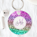 Parties scintillant colorée personnalisée Sirène N<br><div class="desc">Personnalisez facilement ce magnifique porte - clé de parties scintillant scintillant avec votre monogramme et votre nom personnalisés.</div>