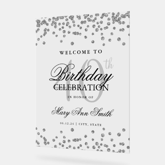 Parties scintillant Confetti Argent 40e anniversai (Angle)