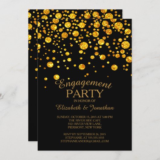 Parties scintillant Confetti Invitation de la part (Devant / Derrière)