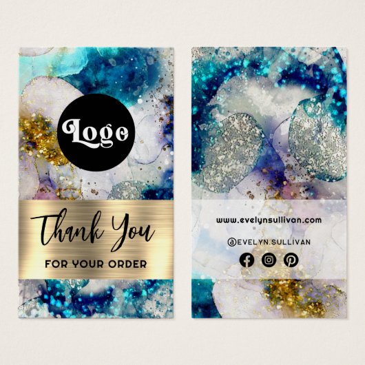 Parties scintillant d'aquarelle en or bleu insérer (Devant & derrière)