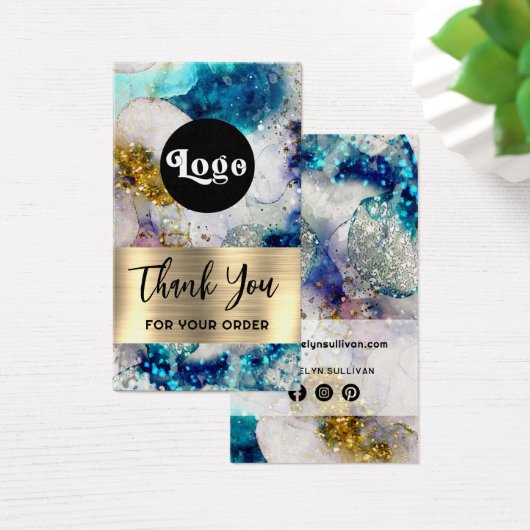 Parties scintillant d'aquarelle en or bleu insérer (Bureau)