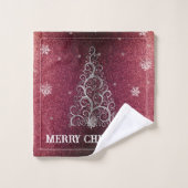 Parties scintillant d'arbre de Noël et flocons de  (Gant de toilette)