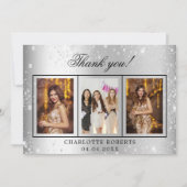 Parties scintillant d'argent anniversaire carte de (Devant)