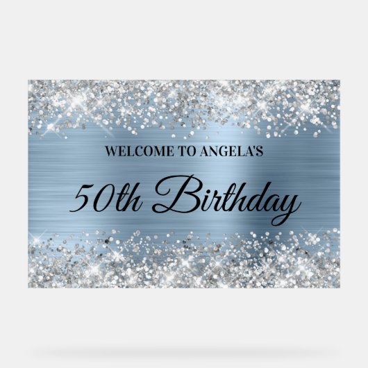 Parties scintillant d'argent Bleu clair 50e annive (Recto)