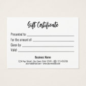 Parties scintillant d'argent certificat cadeau orn (Dos)