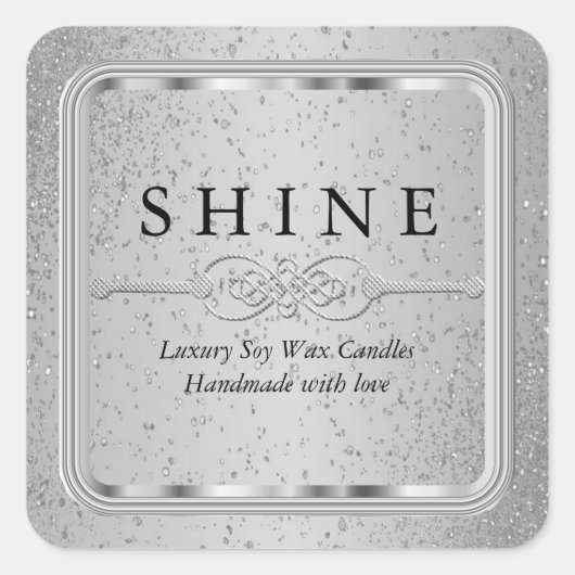 Parties scintillant d'argent et Carré Étiquette d' (Devant)