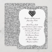 Parties scintillant d'argent Faire-part de mariage (Devant / Derrière)