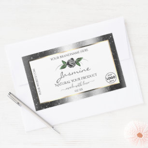 Parties scintillant d'argent floral logo Étiquette