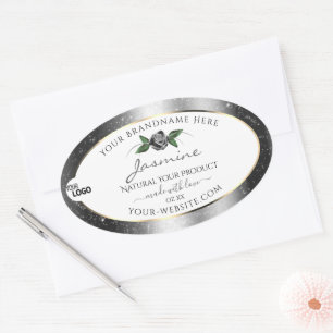 Parties scintillant d'argent floral logo Étiquette