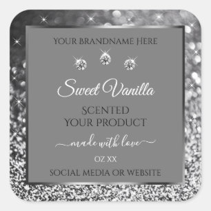 Parties scintillant d'argent Glam Grey Étiquettes