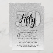 Parties scintillant d'argent Invitation 29e annive (Devant / Derrière)