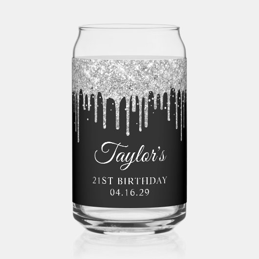 Parties scintillant d'argent noir 21e anniversaire (Recto)