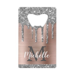  Parties scintillant d'argent Rose Monogramme méta