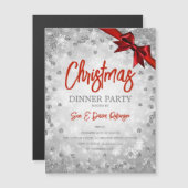 Parties scintillant d'argent Rouge Noël Invitation (Devant / Derrière)