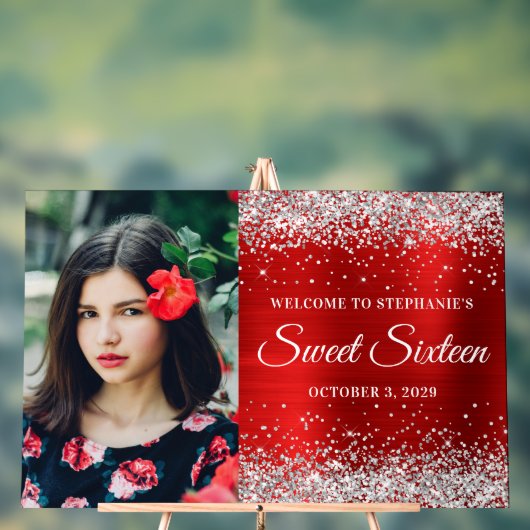 Parties scintillant d'argent Rouge Sweet sixteen d (Neutre)