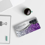 Parties scintillant d'argent violet monogramme man<br><div class="desc">Le design est une photo et les coques ne sont pas faits avec de la parties scintillant, des paillettes, des métaux ou des bois. Cette conception est également disponible sur d'autres modèles de téléphone. Choisissez Type de périphérique pour voir d'autres iPhone, Samsung Galaxy ou coques Google. Certains styles peuvent être...</div>