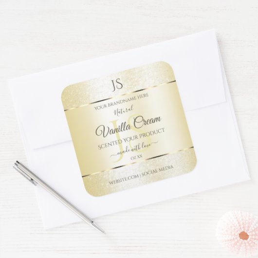 Parties scintillant de crème d'or clair Étiquettes (Enveloppe)