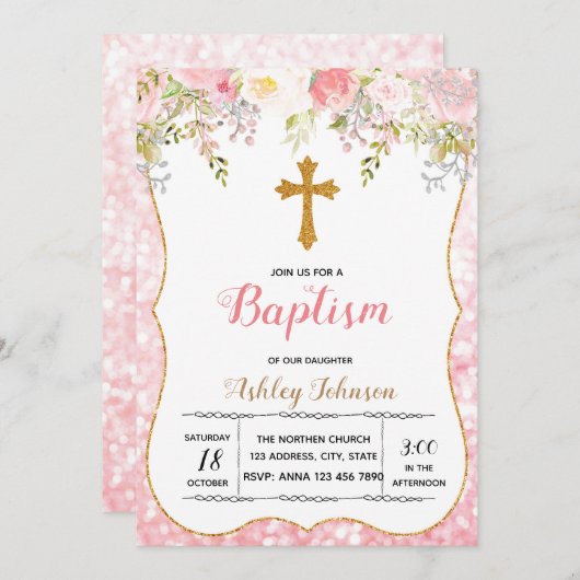 parties scintillant de fleurs blanches invitation  (Devant / Derrière)