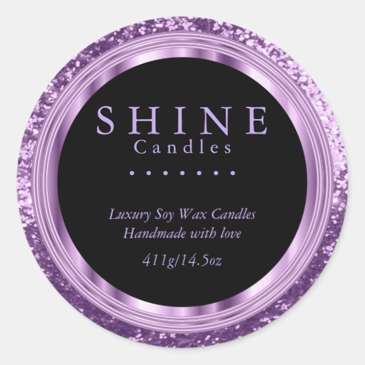 Parties scintillant de lavande et Étiquettes noirs (Devant)