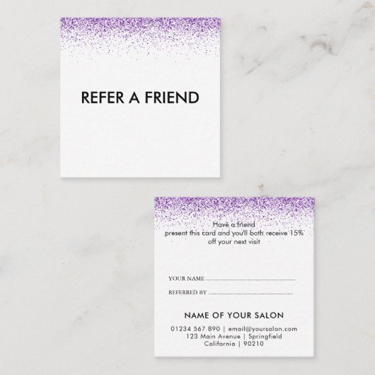 Parties scintillant de luxe pourpre Salon Carte de (Devant / Derrière)