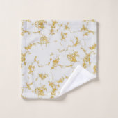 Parties scintillant de marbre blanc en or Nom du s (Gant de toilette)