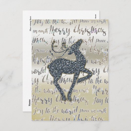 Parties scintillant de Noël REINDEER Carte de post (Devant / Derrière)