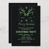 Parties scintillant de Noël Renard vert Invitation (Devant / Derrière)