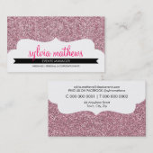 parties scintillant design carte de visite rose pâ (Devant / Derrière)