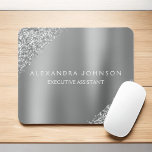 Parties scintillant d'étincelle Silver Business Pr<br><div class="desc">Parties scintillant d'argent Faux Parties scintillant étincelante Métallic Foil minimaliste d'entreprise Souris avec typographie en lettres noires pour le monogramme. Vous pouvez customiser les Fournitures Fille Affaires avec votre nom. Veuillez contacter le concepteur pour customiser les articles correspondants.</div>
