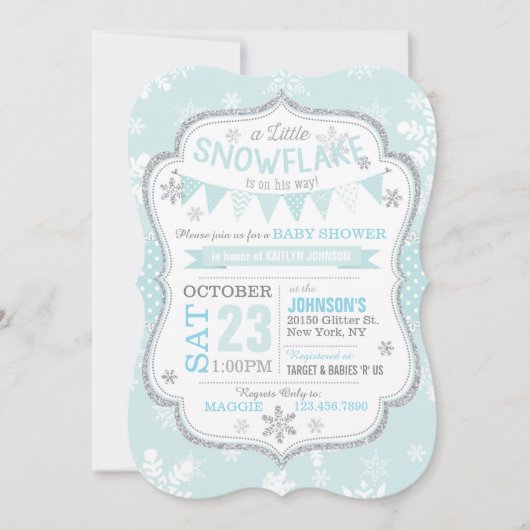 Parties scintillant d'hiver Snowflake Invitations (Devant)