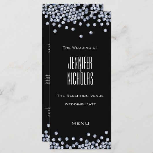 Parties scintillant Diamond Menu Réception Mariage (Devant / Derrière)