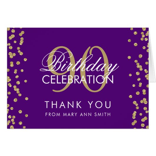 Parties scintillant d'Merci Gold Purple 90th Birth (Devant horizontal)