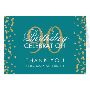 Parties scintillant d'Merci Gold Turquoise 90e ann