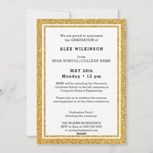 parties scintillant d'or 2023 Faire-part de Casque (Dos)