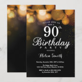 Parties scintillant d'or 90e Anniversaire Carte d' (Devant / Derrière)