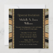 Parties scintillant d'or Art Déco Invitation (Dos)